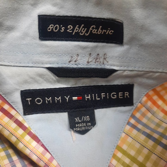 Tommy Hilfiger rainbow plaid check 80' 2 ply fabric button up flip cuff shirt XL - Picture 6 of 8